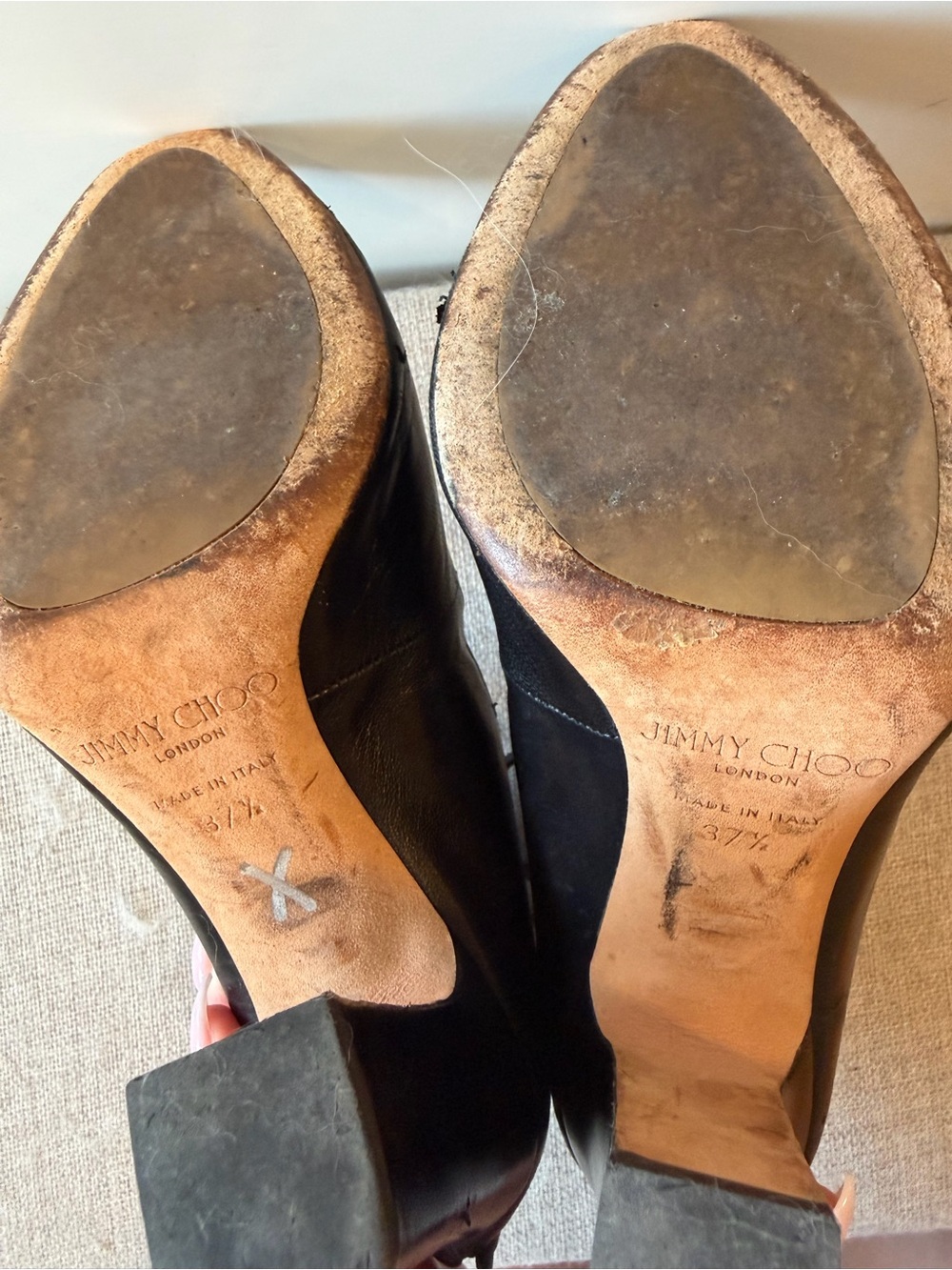 AUTHENTIC Jimmy Choo Black Venice 100 Heels in 37.5 (US women’s 7/7.5) - Picture 9 of 16